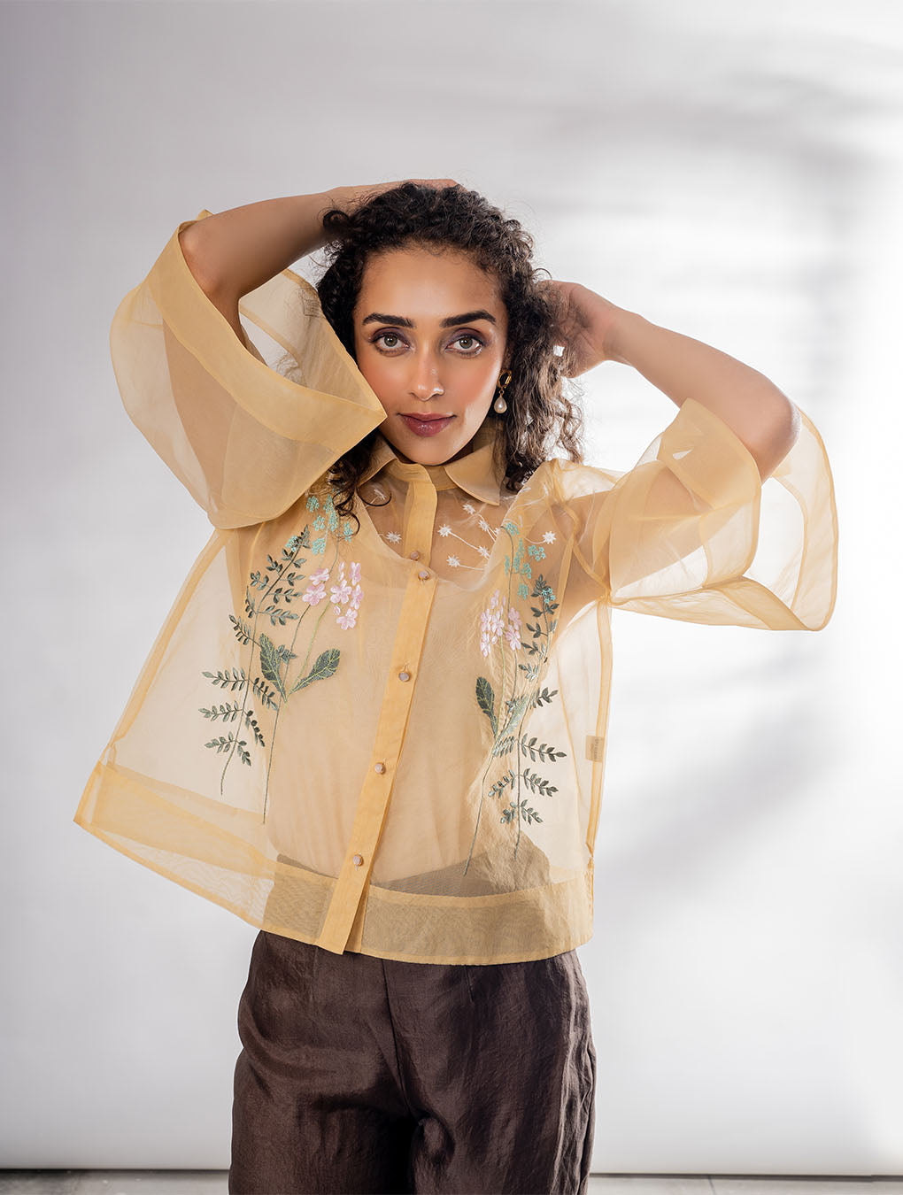 organza embroidered jacket shirt