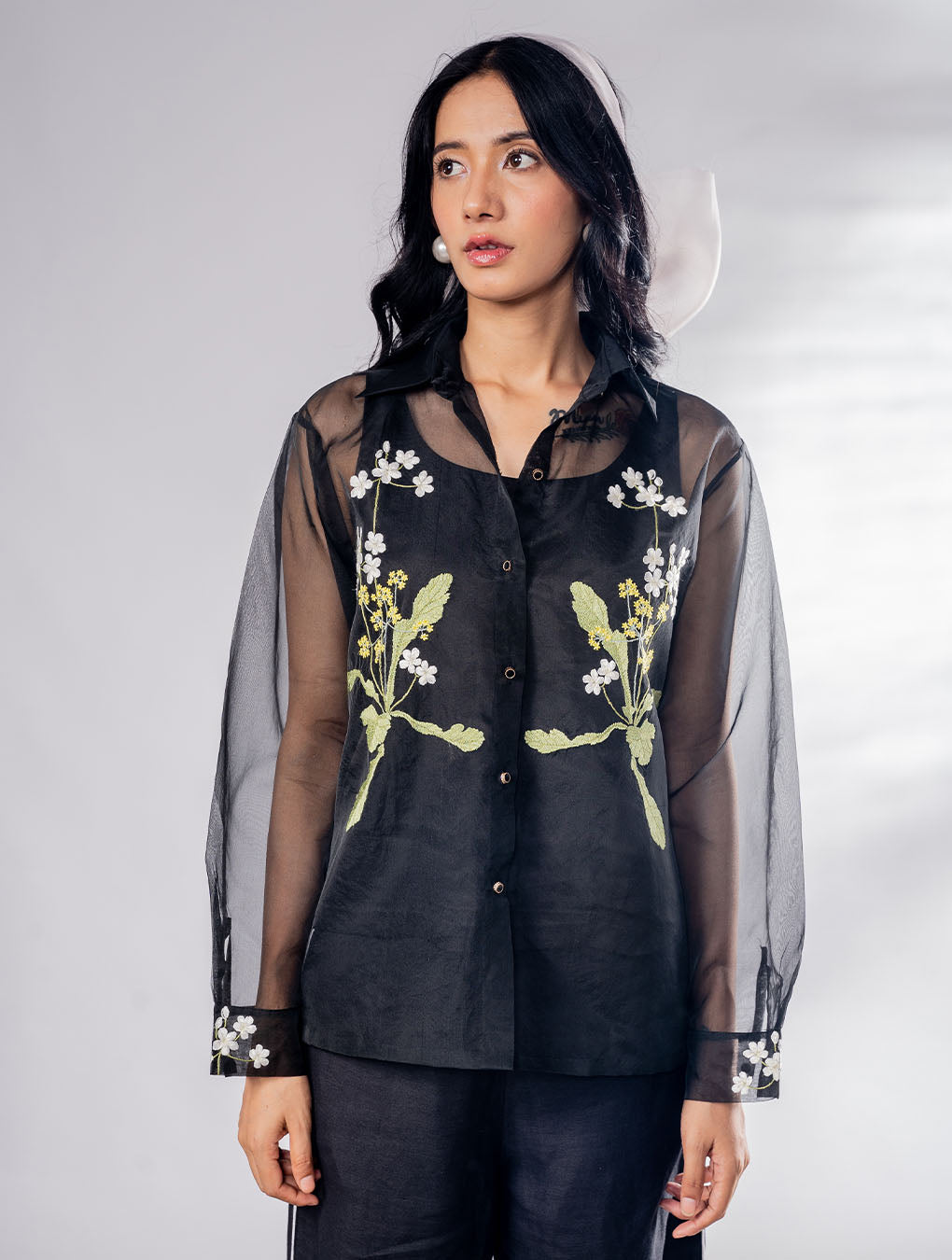 organza embroidered shirt with pants