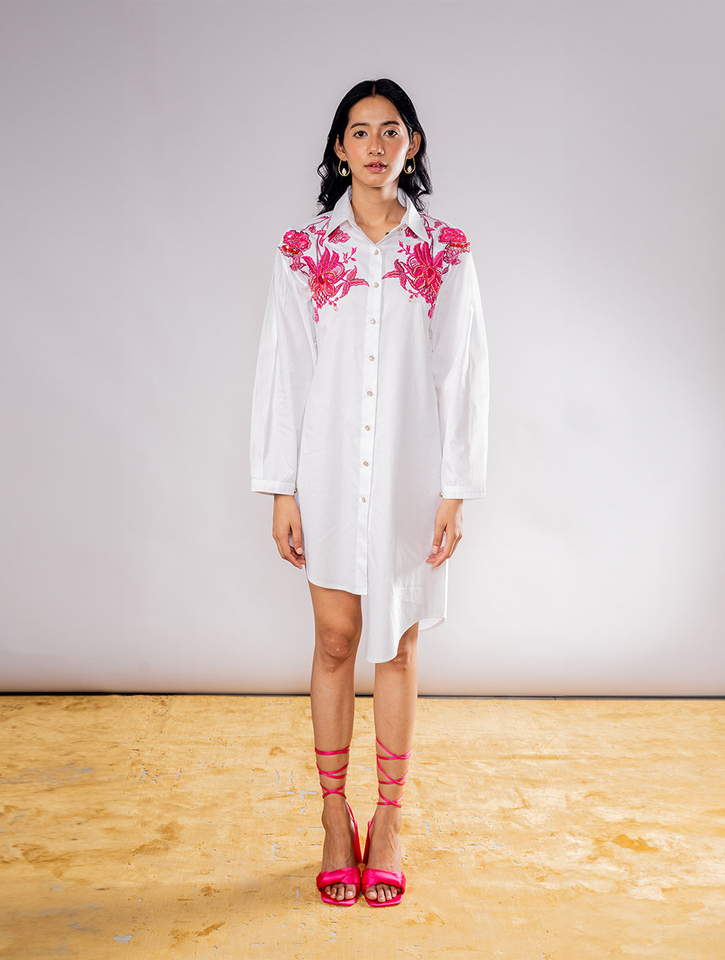 Floral Work Hand Embroidered Shirt