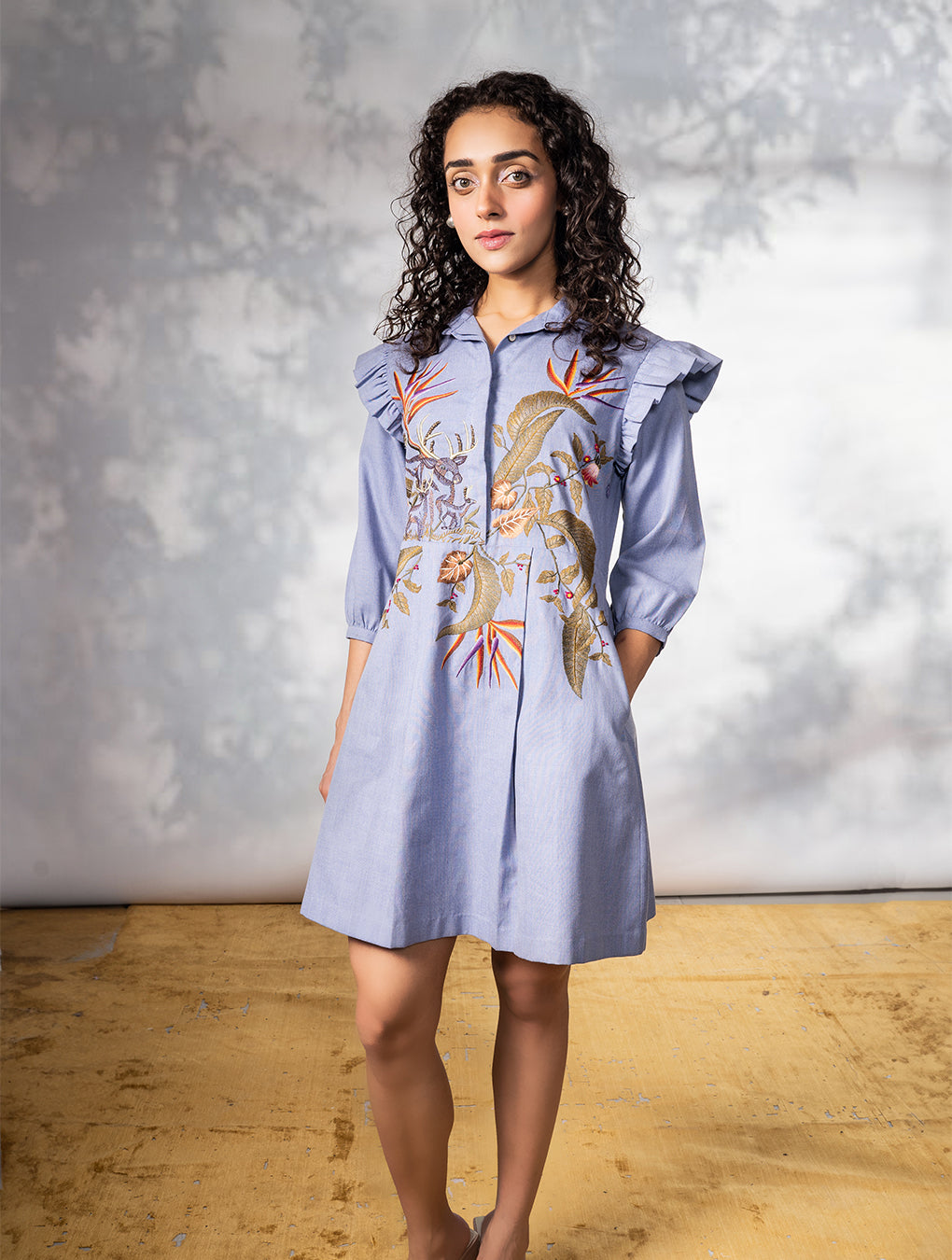 Tropical Embroidered Dress