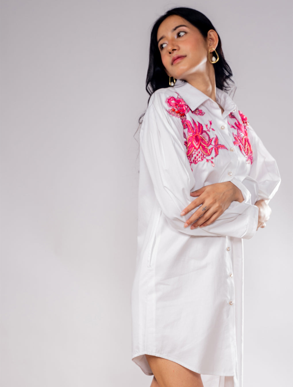 Floral Work Hand Embroidered Shirt