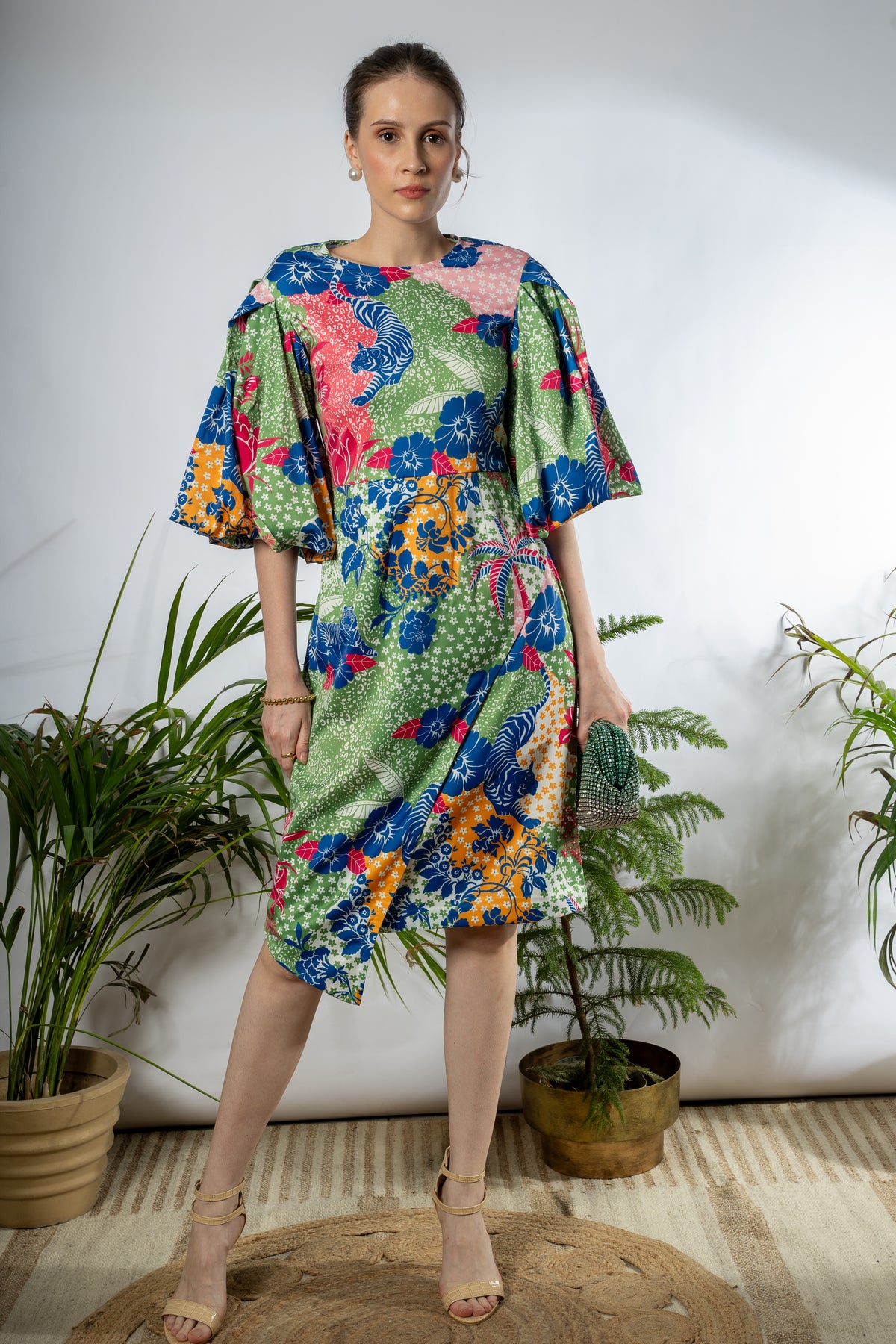 Printed Overlapped Dress