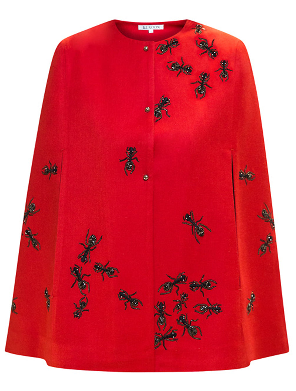 Hand Emberoidered Pashmina Ant Cape in Red